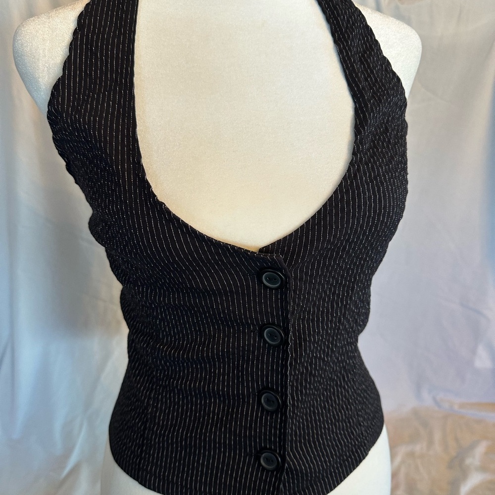 Poetry Black and White Pinstripe vest